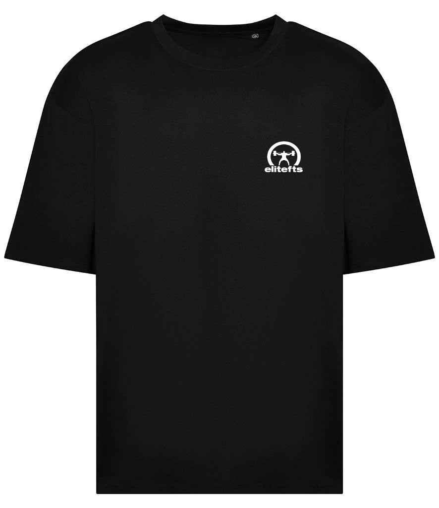 Black t-shirt with a logo on the chest against a white background-all-groups