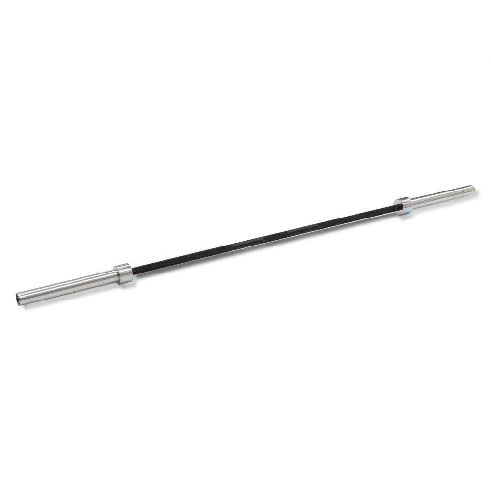 Black and silver barbell on a white background