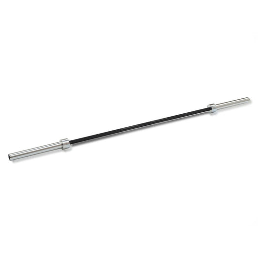 Black and silver barbell on a white background
