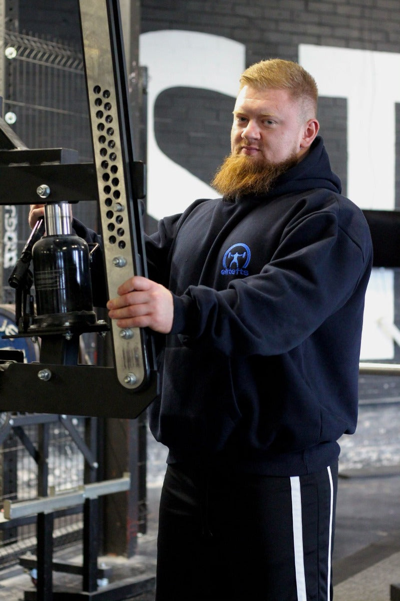 Elitefts Lifter George Hurt wearing heavyweight hood