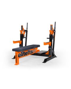 elitefts Signature Competition Olympic Bench with Safeties, Foot Lever, and Logo Panels